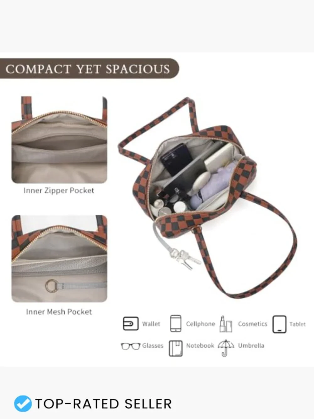Bowler Handbag East West Slouchy Vegan Leather Shoulder Tote Purse Charm Loops